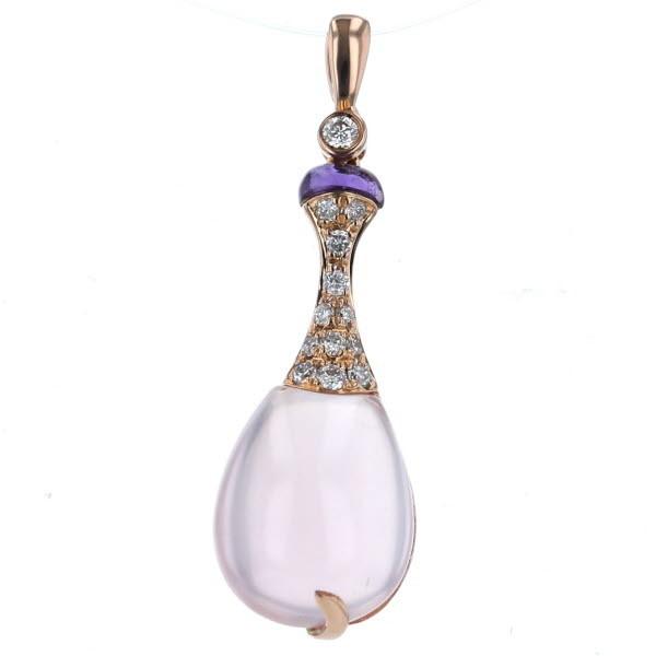 K18PG ピンクゴールド ペンダントトップ ダイヤモンド0.11ct ローズ