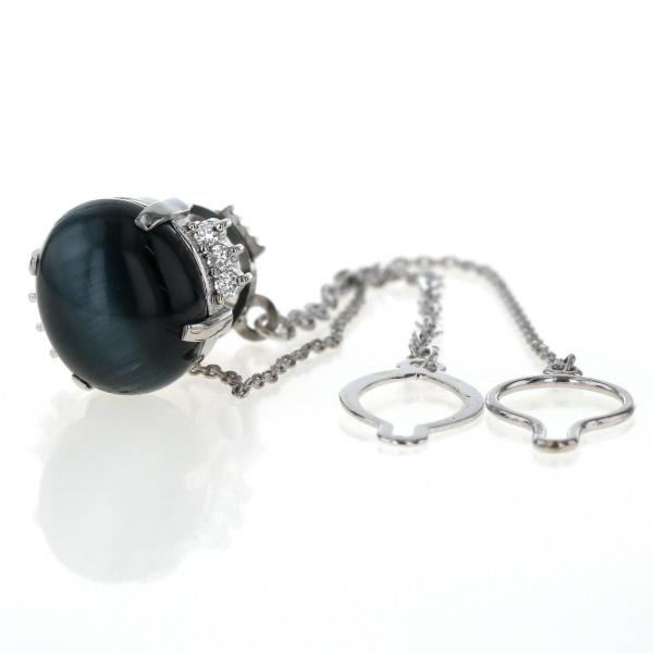 値下げ Pt900 プラチナ 真鍮 ネクタイピン タイタック トルマリンキャッツアイ10.07ct ダイヤモンド0.15ct 鑑別書【新品仕上済】【zz】【中古】 値下げ Pt900 プラチナ 真鍮 ネクタイピン タイタック トルマリン