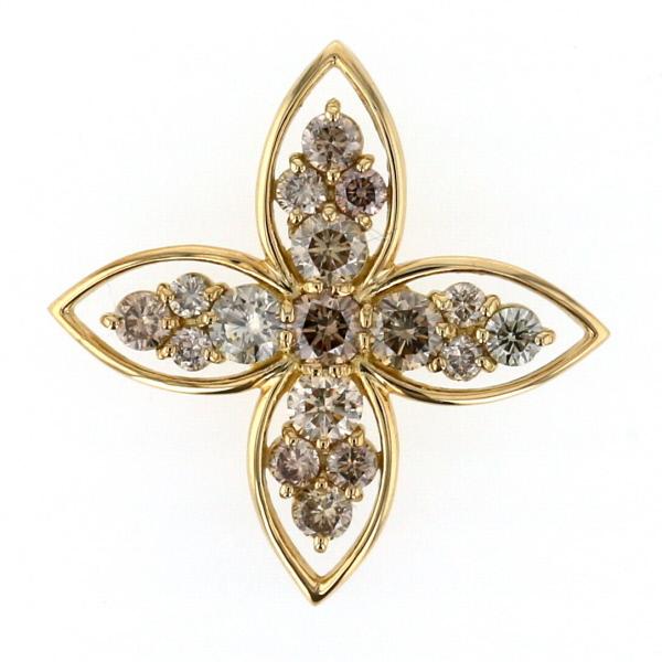 K18YG イエローゴールド ネックレストップ ダイヤモンド0.58ct クロス  