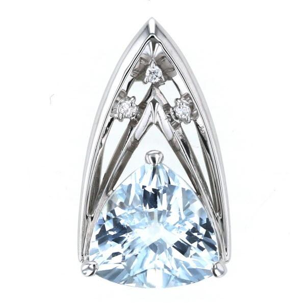 Pt900 プラチナ ネックレストップ アクアマリン 4.17ct ダイヤモンド