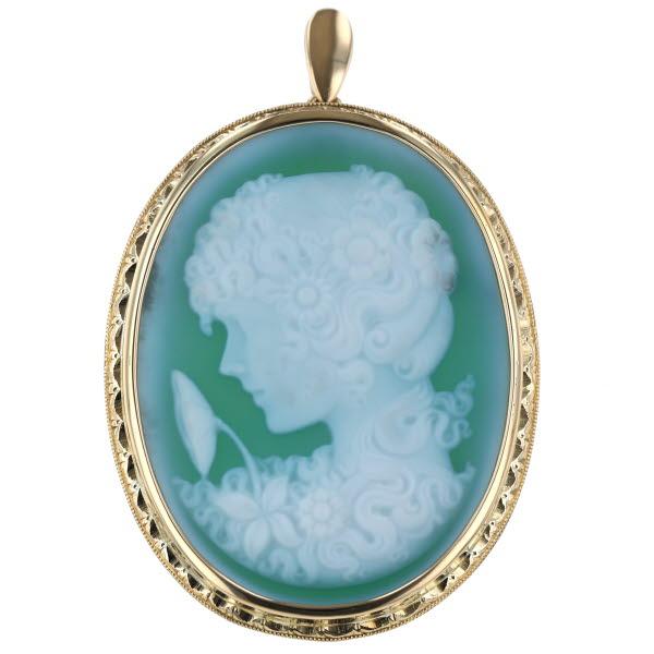 値下げ K18YG イエローゴールド ペンダントトップ ブローチ グリーン  