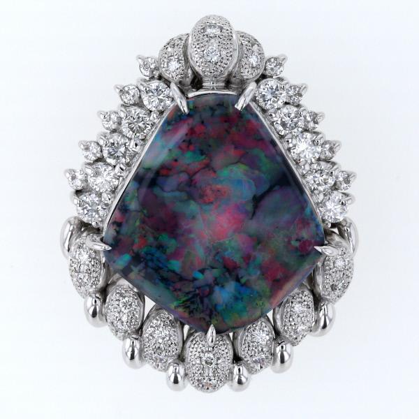 最終お値下げ！ブラックオパール ダイヤモンド プラチナネックレス