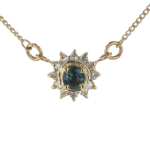 K18YG イエローゴールド ネックレス サファイア ダイヤモンド 0.06ct  
