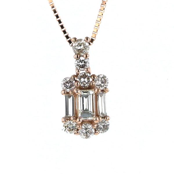 K18PG ピンクゴールド ネックレス ダイヤモンド 0.26ct/0.09ct  