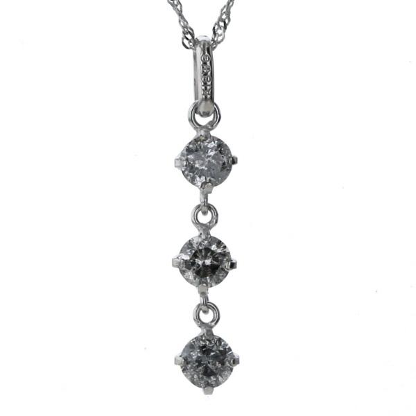 K18WG ホワイトゴールド ネックレス ダイヤモンド 0.50ct ラウンド 3連 