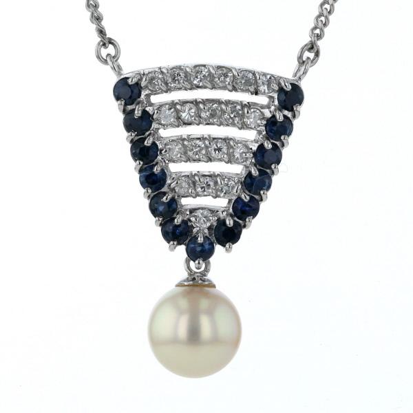 サファイア ダイヤネックレス Pt900 Pt850 プラチナ