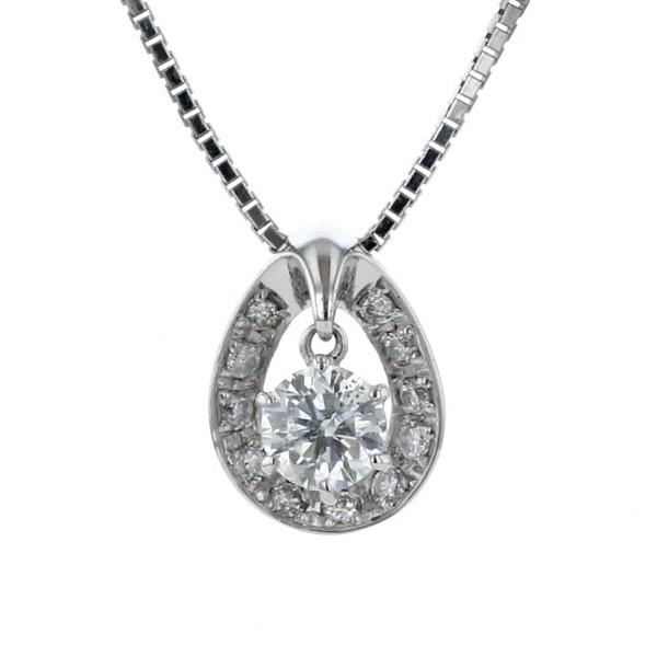 K18WG ホワイトゴールド ネックレス ダイヤモンド 0.310ct/0.10ct 雫 
