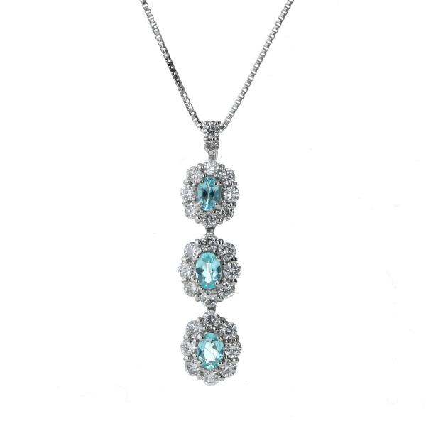 Pt850 プラチナ ネックレス パライバトルマリン 0.20ct ダイヤモンド 