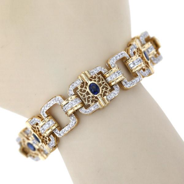 K18YG WG ブレスレット サファイア 1.74ct ダイヤモンド 1.50ct  