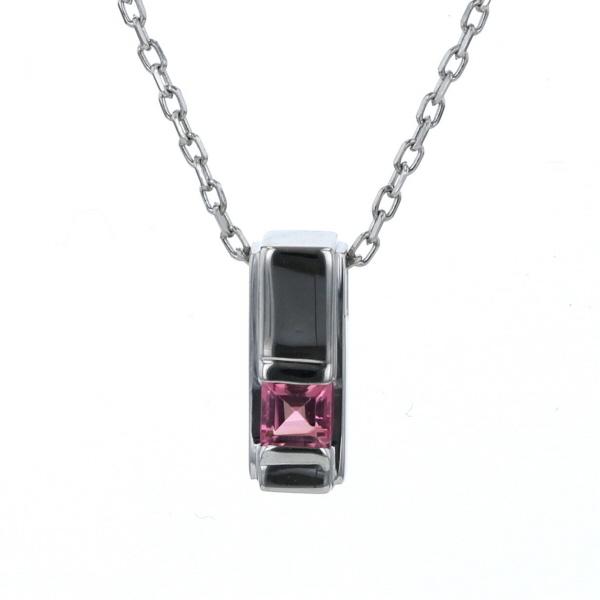 Pt850 プラチナ ネックレス ピンクトルマリン0.18ct スクエア 一粒石 