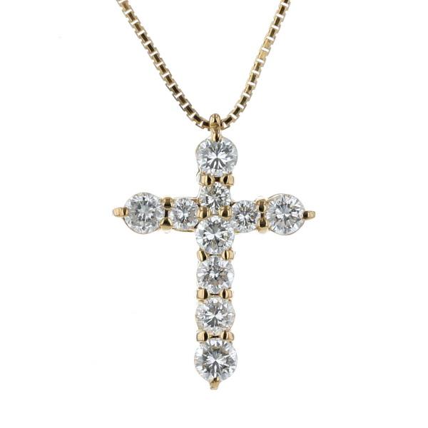K18YG イエローゴールド ネックレス ダイヤモンド 1.00ct 十字架  