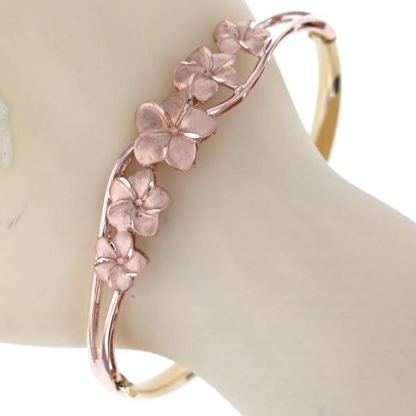 K14YG PG イエローゴールド ピンク ブレスレット バングル ハワイアン  