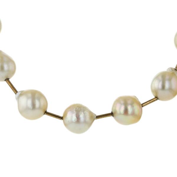 値下げ K14YG イエローゴールド ネックレス 真珠 8.1mm バロックパール