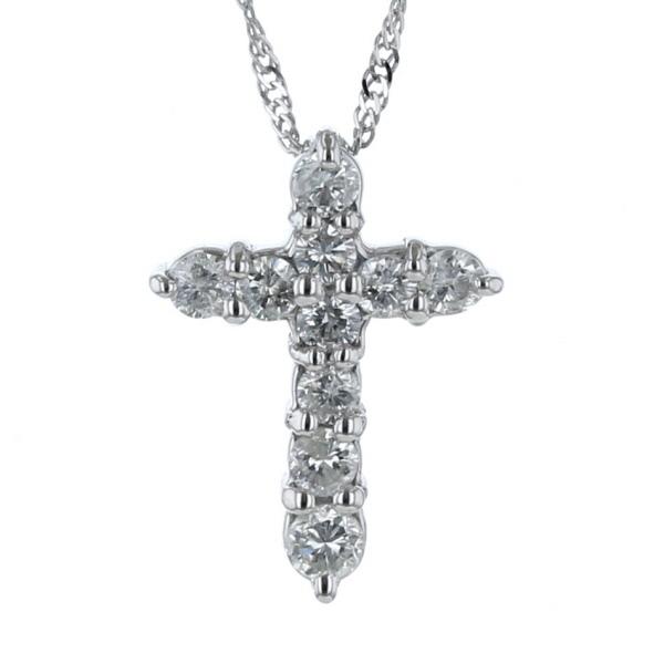 K14WG ダイヤモンド クロスネックレス 0.30ct