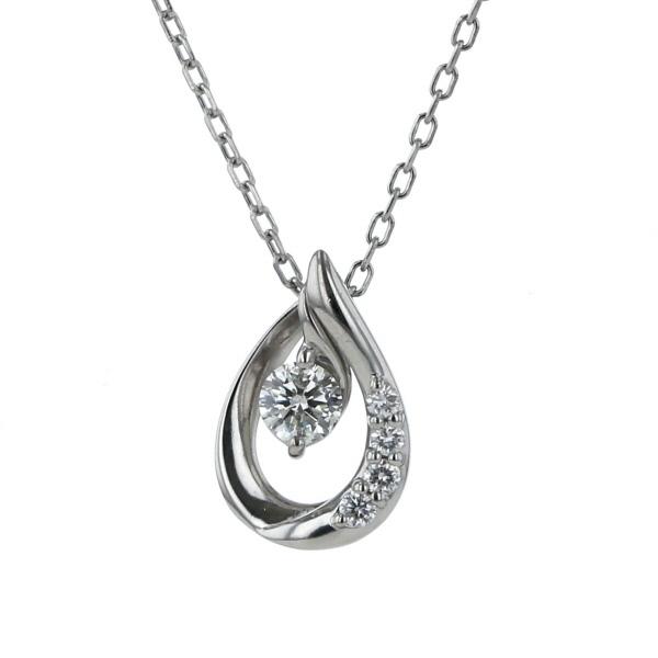 Pt900 Pt850 プラチナ ネックレス ダイヤモンド 0.13ct/0.04ct 2way 雫