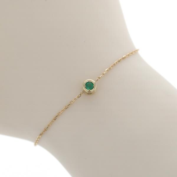 K18YG イエローゴールド ブレスレット ダイヤモンド 0.05ct エメラルド