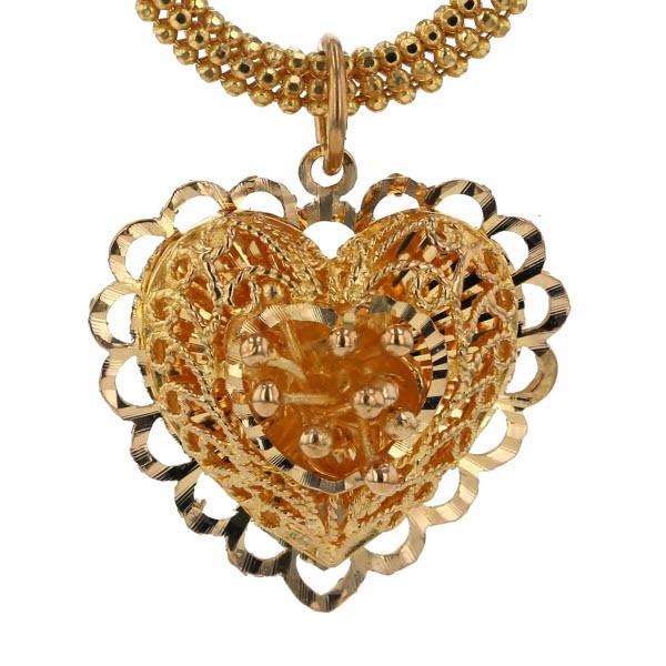 スカラップ 値下げ K22YG 916 イエローゴールド ネックレス ハート