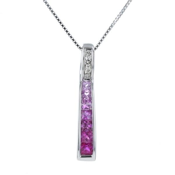 GSTV K18WG ホワイトゴールド ネックレス ダイヤ 0.05ct ルビー 0.18ct