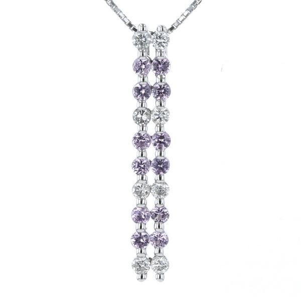 K18WG ホワイトゴールド ネックレス ピンクサファイア0.46ct  