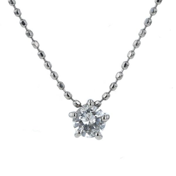 Pt900 Pt850 プラチナ ネックレス ダイヤモンド0.18ct 一粒石 ラウンド 