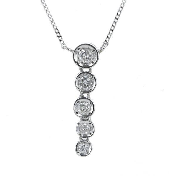 Pt850 プラチナ ネックレス ダイヤモンド 0.25ct 5粒 ラウンド 