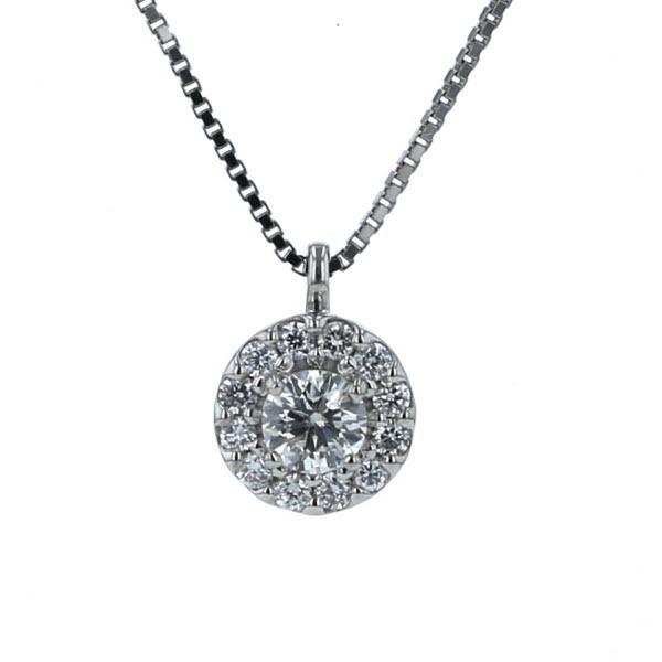 Pt850 Pt900 プラチナ ネックレス ダイヤモンド 0.131ct/0.08ct