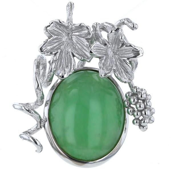 K18 ホワイトゴールド ネックレストップ ジェダイト ヒスイ 翡翠8.44ct  