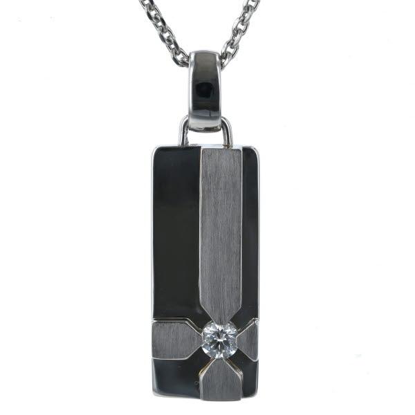 値下げ ESTELLE エステール Pt850 Pt900 プラチナ ネックレス ダイヤモンド0.213ct 一粒石 プレート クロス つや消し  50cm【新品仕上済】【zz】【中古】