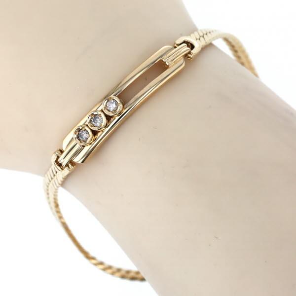 K18YG イエローゴールド ブレスレット ダイヤモンド0.14ct 3石 ムーヴ 