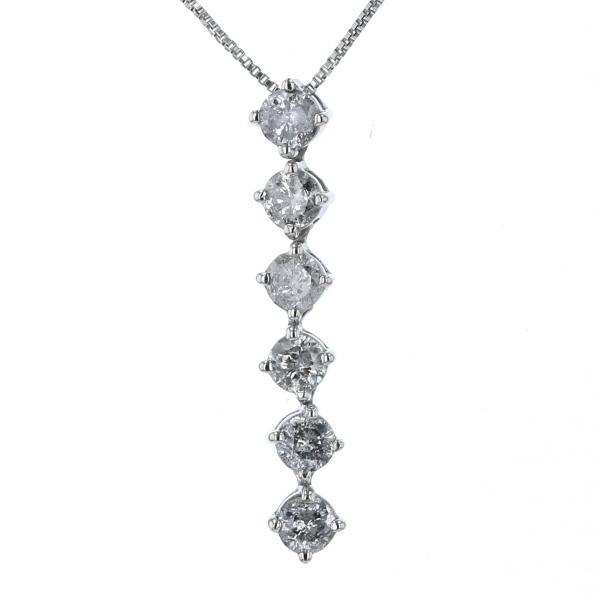 Pt1000 Pt850 プラチナ ネックレス ダイヤモンド1.0ct 6石 ラウンド 