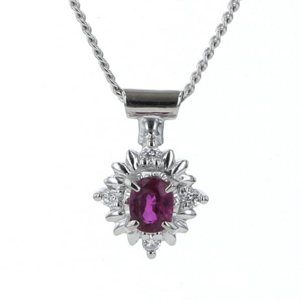 Pt900 Pt850 プラチナ ネックレス ルビー0.27ct ダイヤモンド0.03ct