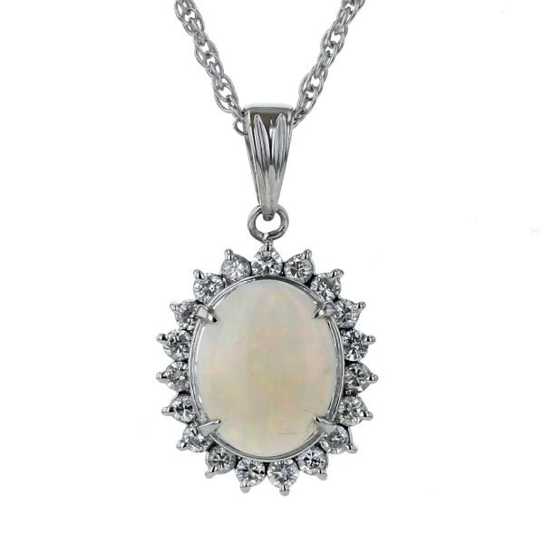 Pt850 Pt900 プラチナ ネックレス ホワイトオパール1.19ct 