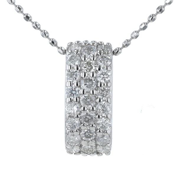 K14WG ホワイトゴールド ネックレス ダイヤモンド0.50ct パヴェ 