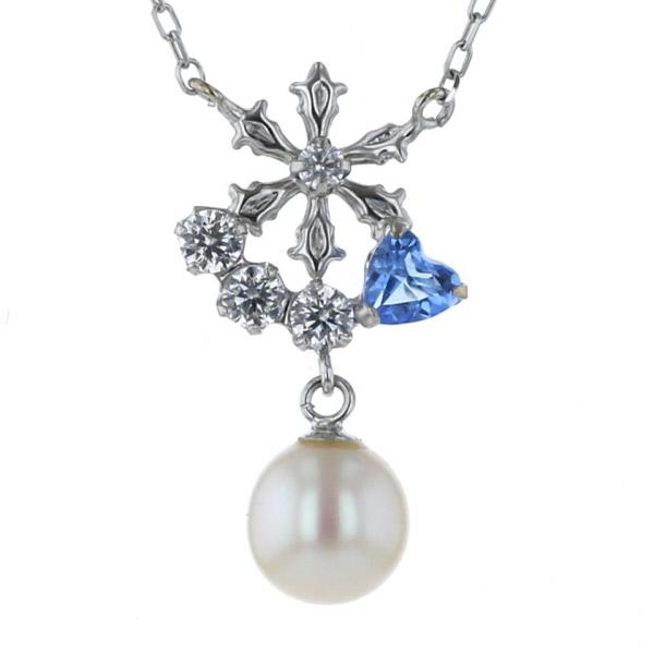 TAKE UP テイクアップ K10WG ネックレス 真珠 ダイヤモンド