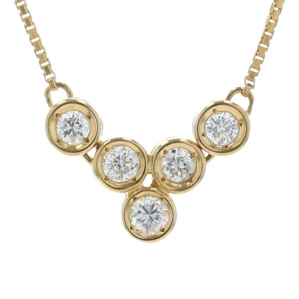 K18YG イエローゴールド ネックレス ダイヤモンド 0.51ct 5粒 ラウンド