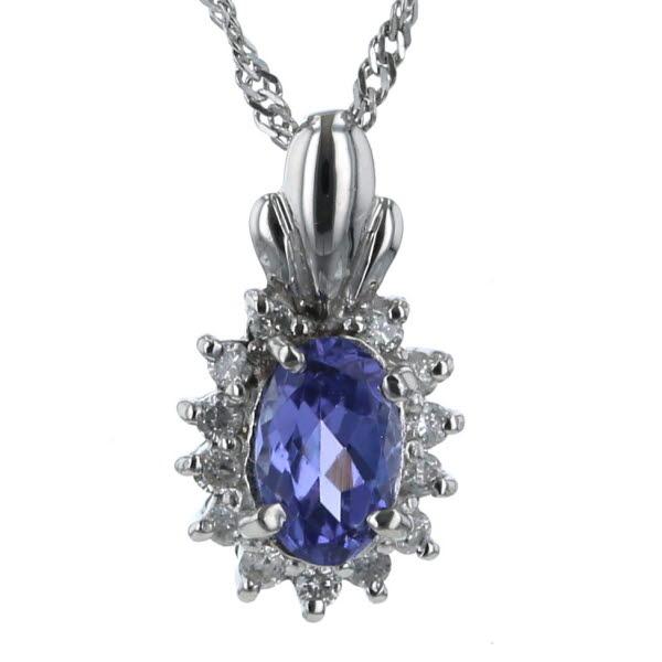 Pt900 Pt850 プラチナ ネックレス タンザナイト ダイヤモンド 0.10ct 
