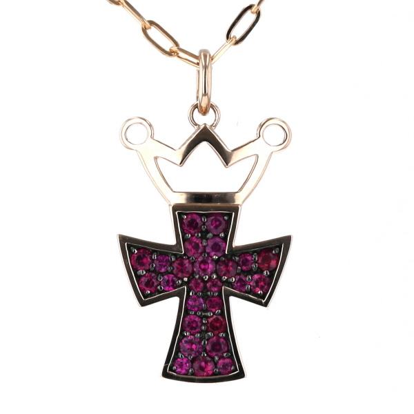 最終値下げ GaGaMILANO ガガミラノ K18PG クラウンクロスネックレス L  