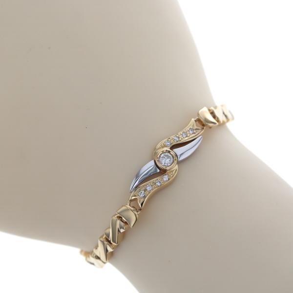 K18YG Pt850 コンビ ブレスレット ダイヤモンド 0.20ct ラウンド