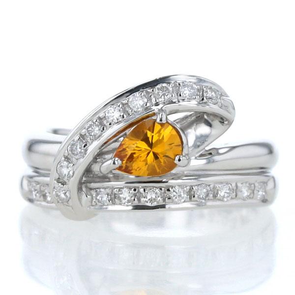 値下げ Pt900 プラチナ リング ダイヤモンド0.24ct イエローサファイア 