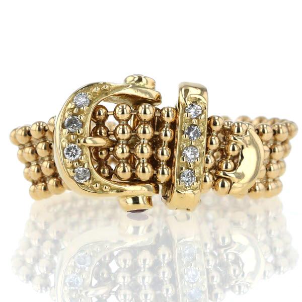 K18YG イエローゴールド リング ダイヤモンド0.08ct ルビー0.05ct  