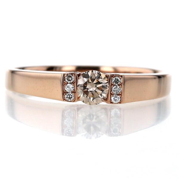 K18PG ピンクゴールド リング ダイヤモンド0.31ct/0.12ct 19石 