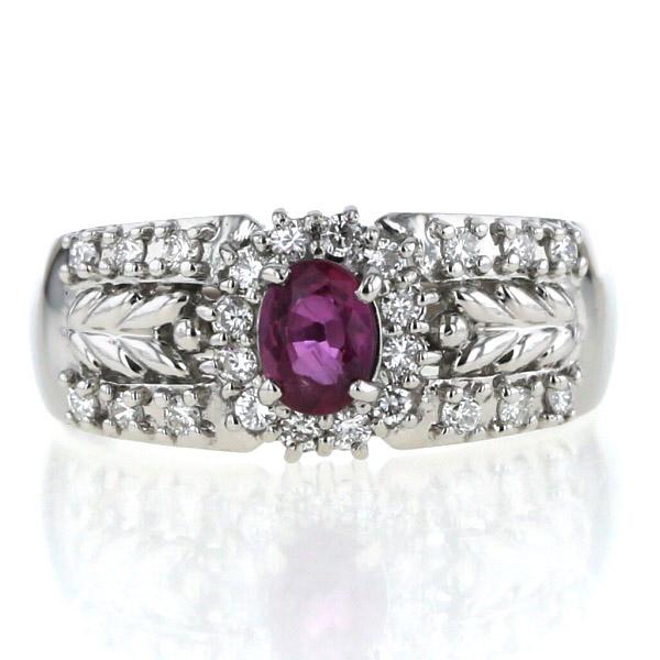 Pt900 プラチナ リング ルビー 0.43ct ダイヤモンド 0.30ct オーバル 