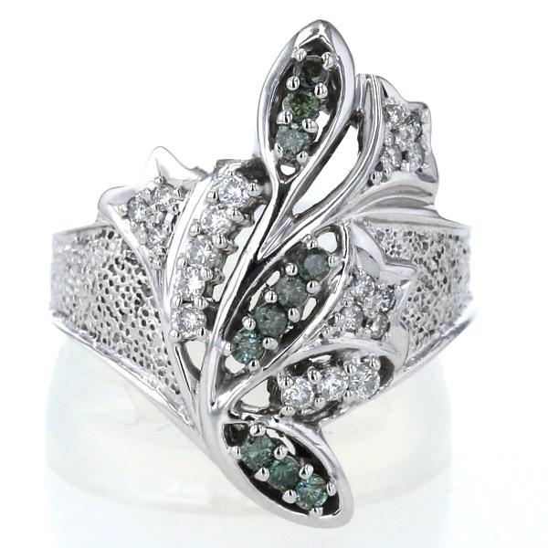 K18WG ホワイトゴールド リング グリーンダイヤ ダイヤモンド 0.41ct  