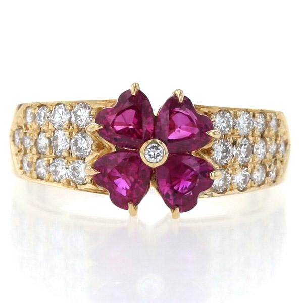 K18YG イエローゴールド リング ルビー 1.52ct ダイヤモンド 0.43ct