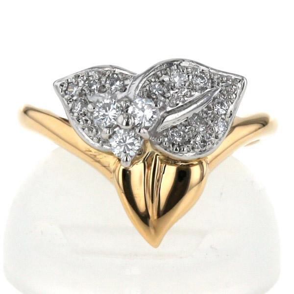 K18YG Pt900 イエローゴールド プラチナ リング ダイヤモンド 0.23ct  