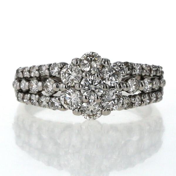 Pt900 プラチナ リング ダイヤモンド 1.00ct 花 フラワー 透かし 