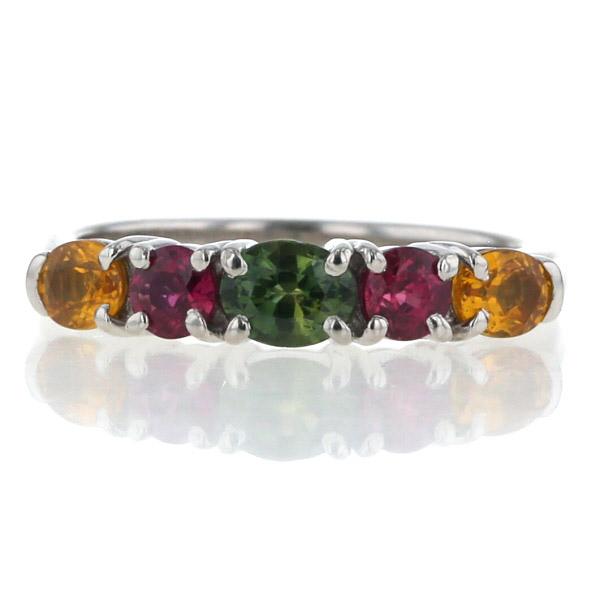 Pt900 プラチナ リング ルビー 0.56ct サファイア 1.19ct マルチ  