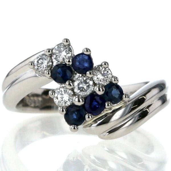Pt900 プラチナ リング サファイア 0.38ct ダイヤモンド 0.23ct