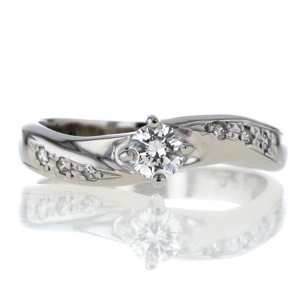 Pt850 プラチナ リング ダイヤモンド 0.22ct/0.06ct ウェーブ ライン 