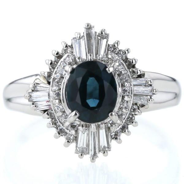 値下げ Pt900 プラチナ リング サファイア 1.40ct ダイヤモンド 0.57ct  